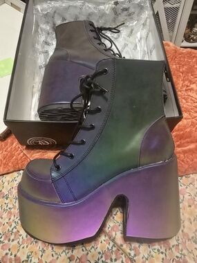 Demonia Camel 203 Green Multicolor Reflective Sz 9